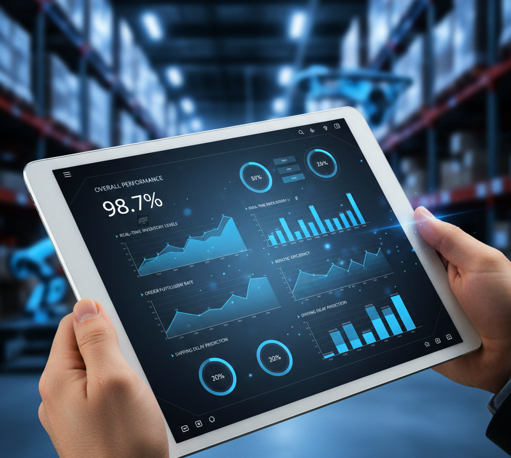Ilustración que abarca los recorridos de implementación de sistemas financieros y analíticos en proyectos de e-commerce